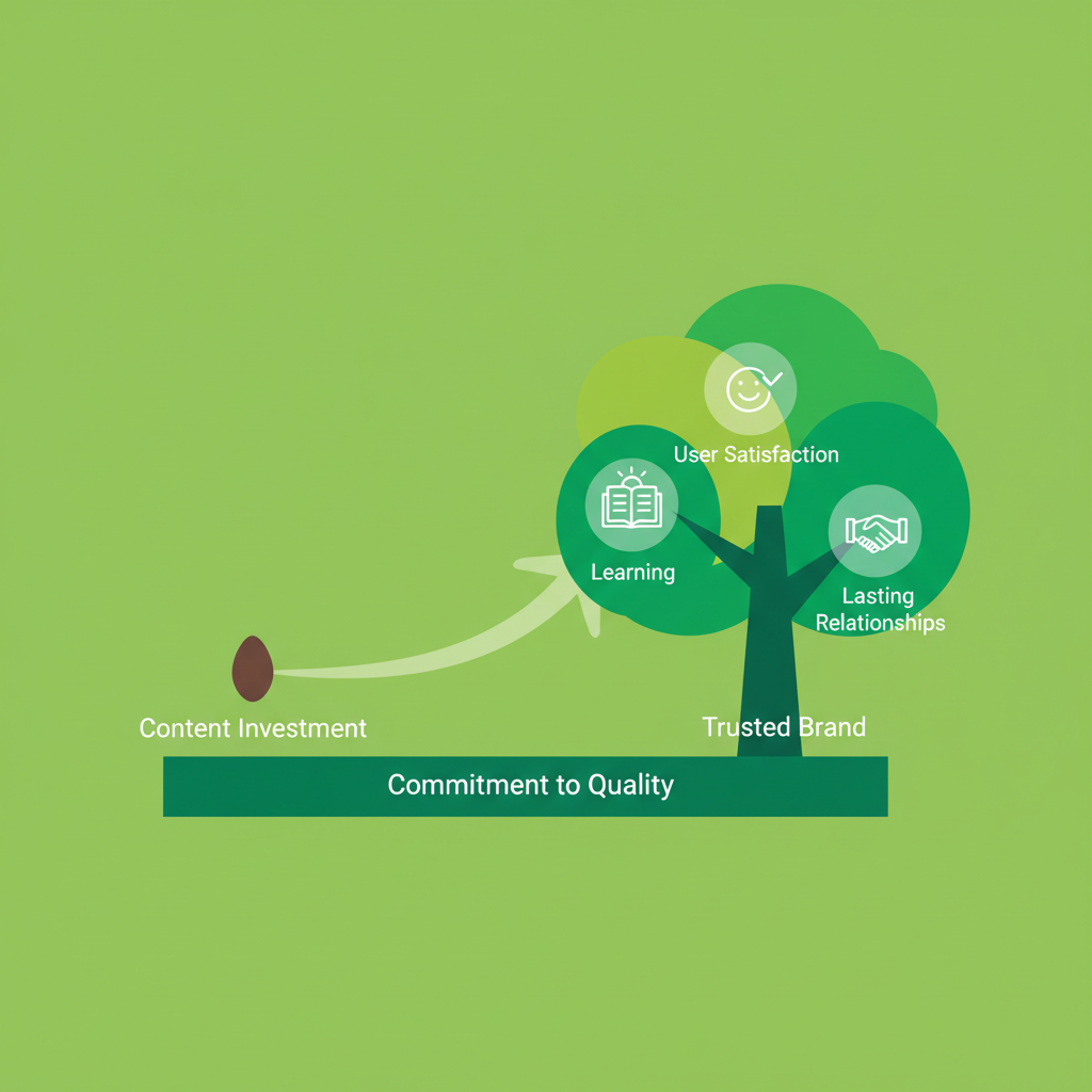 A person shaking hands with a digital icon, symbolizing the commitment and trust built through quality content.