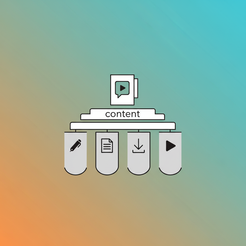 The four core pillars of a content strategy for law firms: blogs, case studies, downloadable resources, and video