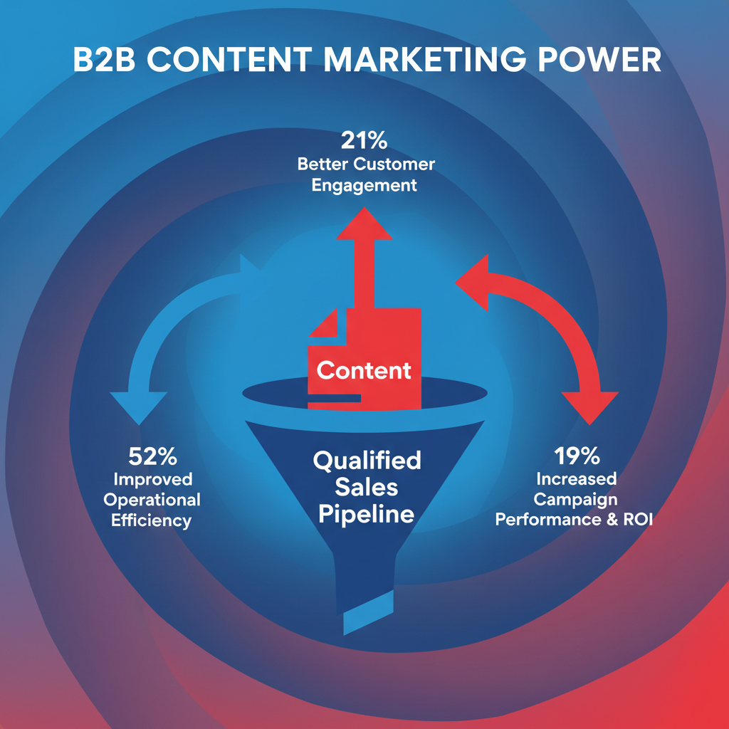 An infographic showing how B2B content marketing connects different industries